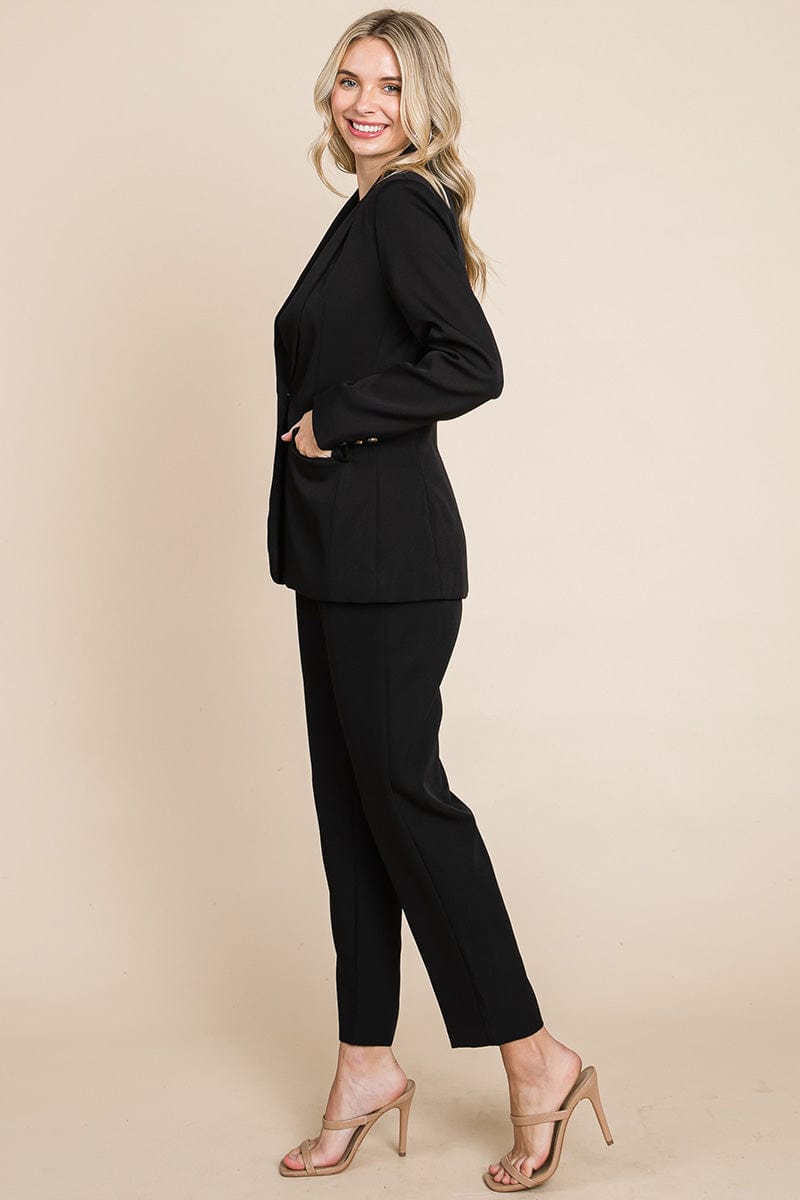 Single Breasted Blazer & High Waisted Pants Set