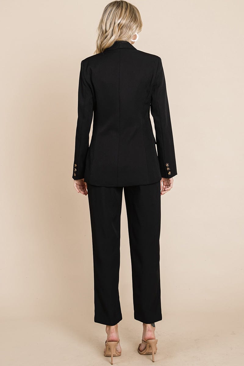 Single Breasted Blazer & High Waisted Pants Set