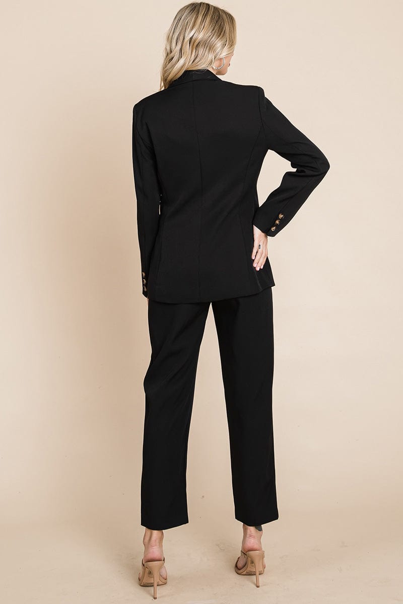 Single Breasted Blazer & High Waisted Pants Set