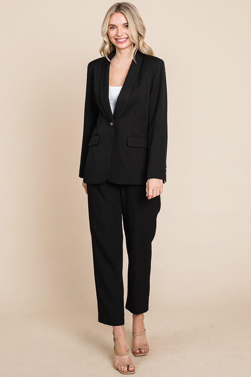 Single Breasted Blazer & High Waisted Pants Set