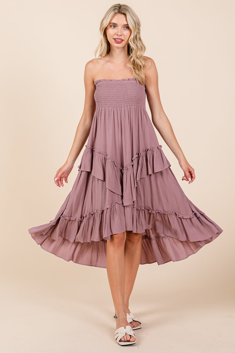 Asymetrical Ruffle Hem Convertible Skirt Dress
